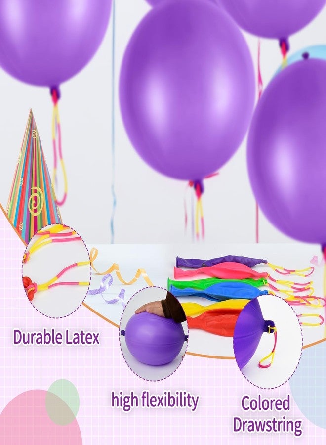 HSLCGF 36 Pcs Purple Punch Balloons | with Rubber Band Handle for Easy Grip - Ideal for Kids’ Birthday Party Favors, Classroom & Outdoor Play(Purple) - Image 3